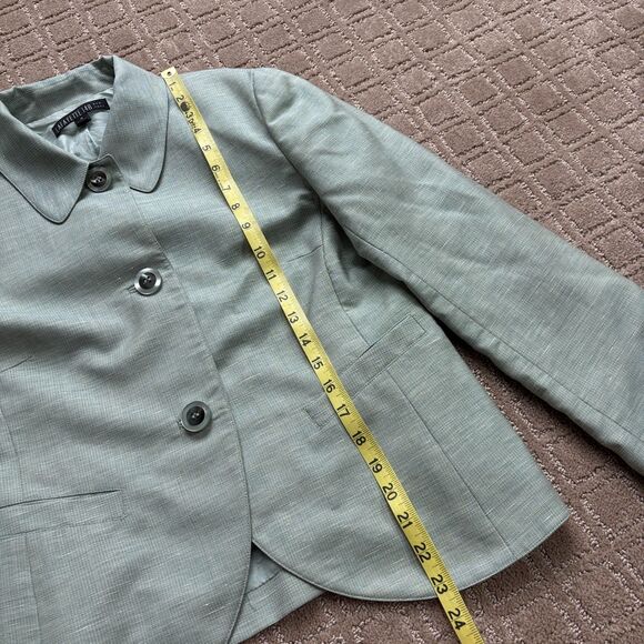 Lafayette 148 Wool Linen Mohair Jacket Women's 8 Light Green Career Profesional - Picture 6 of 7